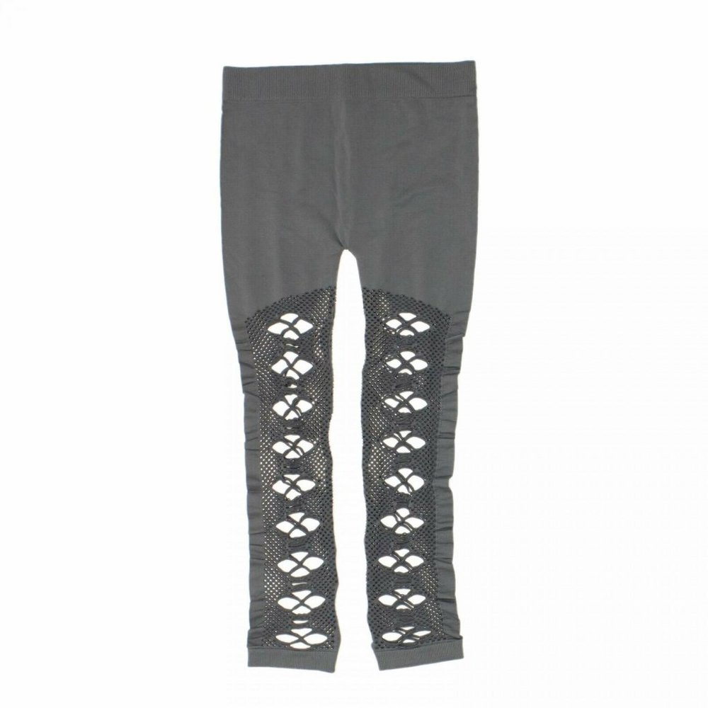NWT Yi Tong Fishnet Nylon Stretch Leggings Gray